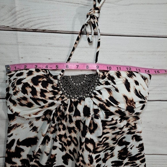 Juniors' HeartSoul Beaded Animal Print Mob Wife Dress Size M - Picture 5 of 9